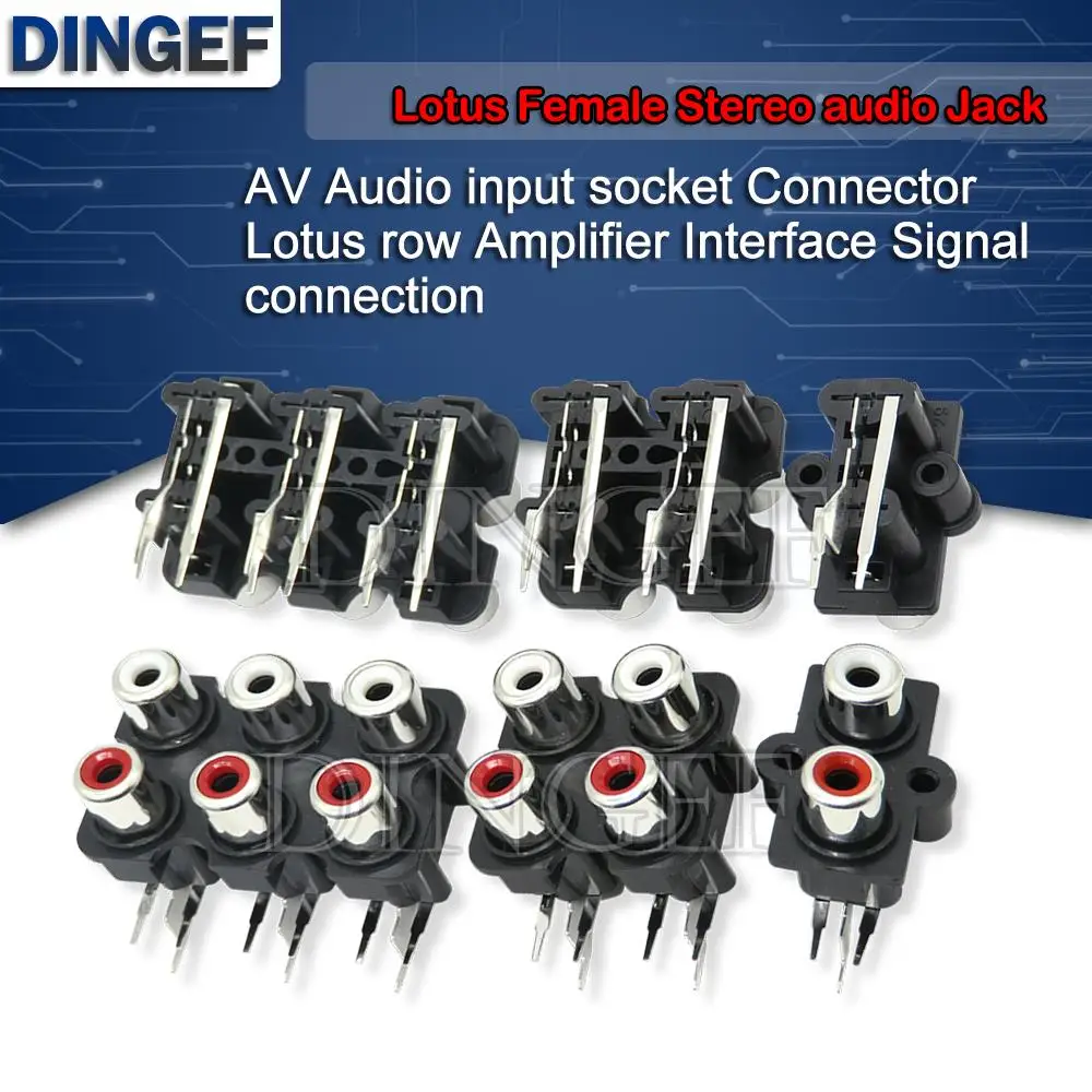 5PCS 2/4/6 Loch Cinch-buchse Stereo Audio Jack AV Audio Eingang Buchse Stecker Lotus Reihe Verstärker interface Signal Verbindung Image
