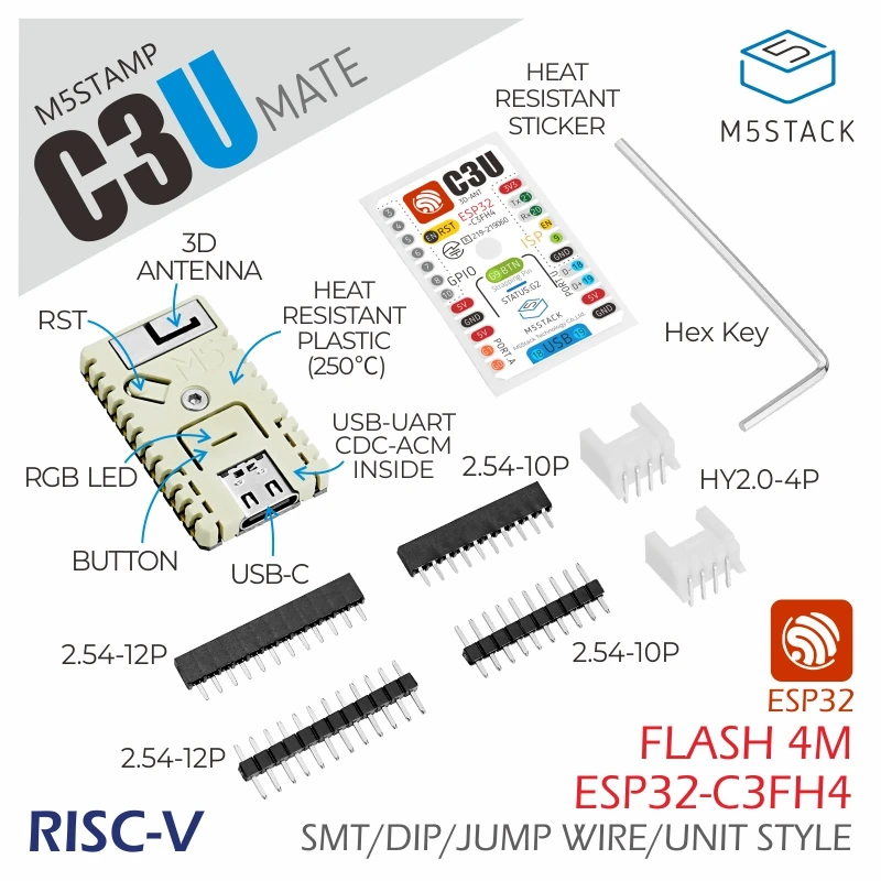 M5Stack Offizielles M5Stamp C3U Mate mit Stiftleisten Image