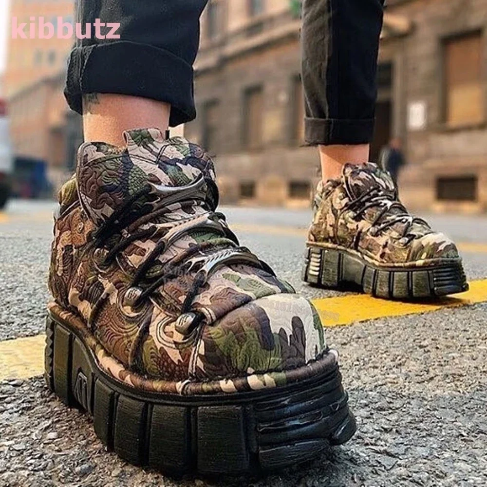 Punk Sneakers Plattform Rock Gothic Dark Style Y2k runde Zehen dicken Boden gemischte Farbe Schnür mode prägnante sexy neueste Schuhe