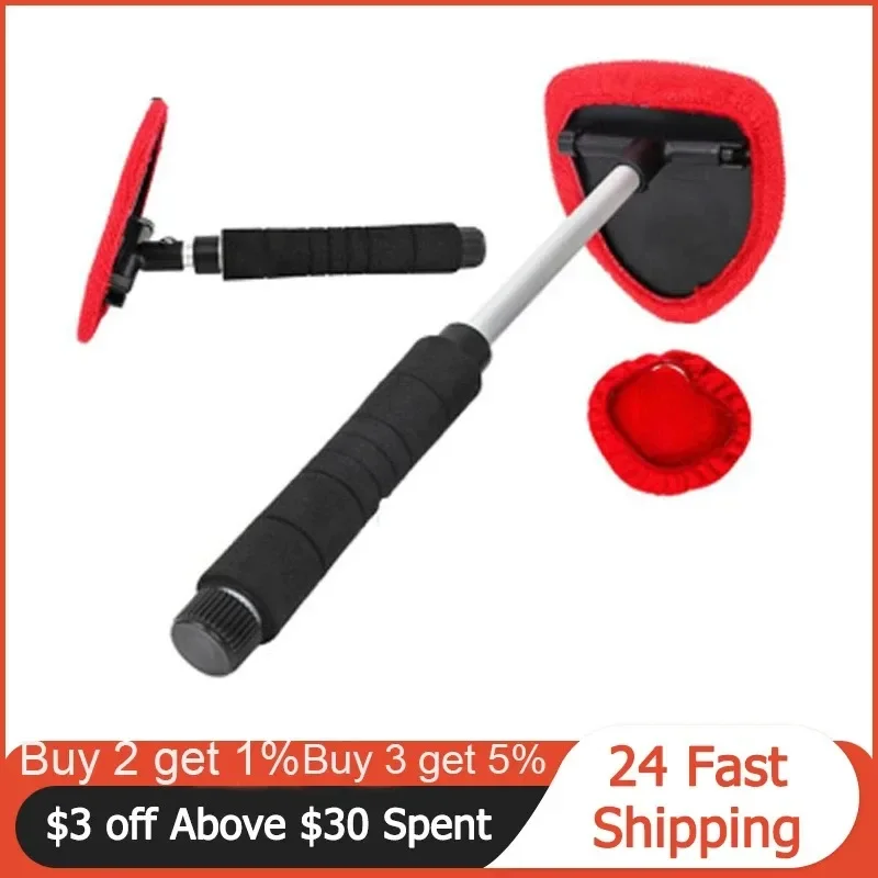 Auto Lang griff Windschutz scheiben reiniger Bürsten wischer Teleskop griff Auto Fenster Glas waschanlage weiche Handtuch bürste Auto pflege Reinigungs werkzeug Image