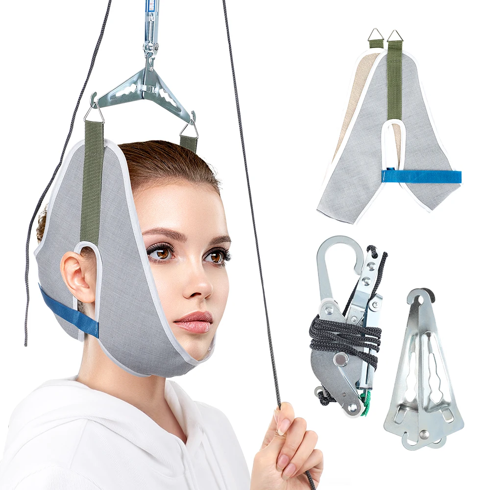 Über der Tür hängendes Hals-Traktionsset, Kissen, Gürtelstütze, verstellbare Hals-Korrektur-Stretcher, Rücken- und Kopfmassagegerät