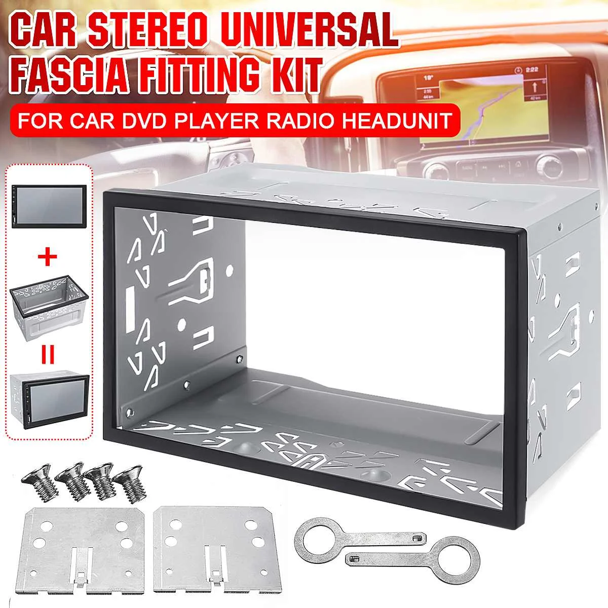 Universal Doppel 2 Din Auto Stereo Radio Hea dunit Montage Käfig Montage Auto Stereo Doppel Din Käfig mit Rahmen Image