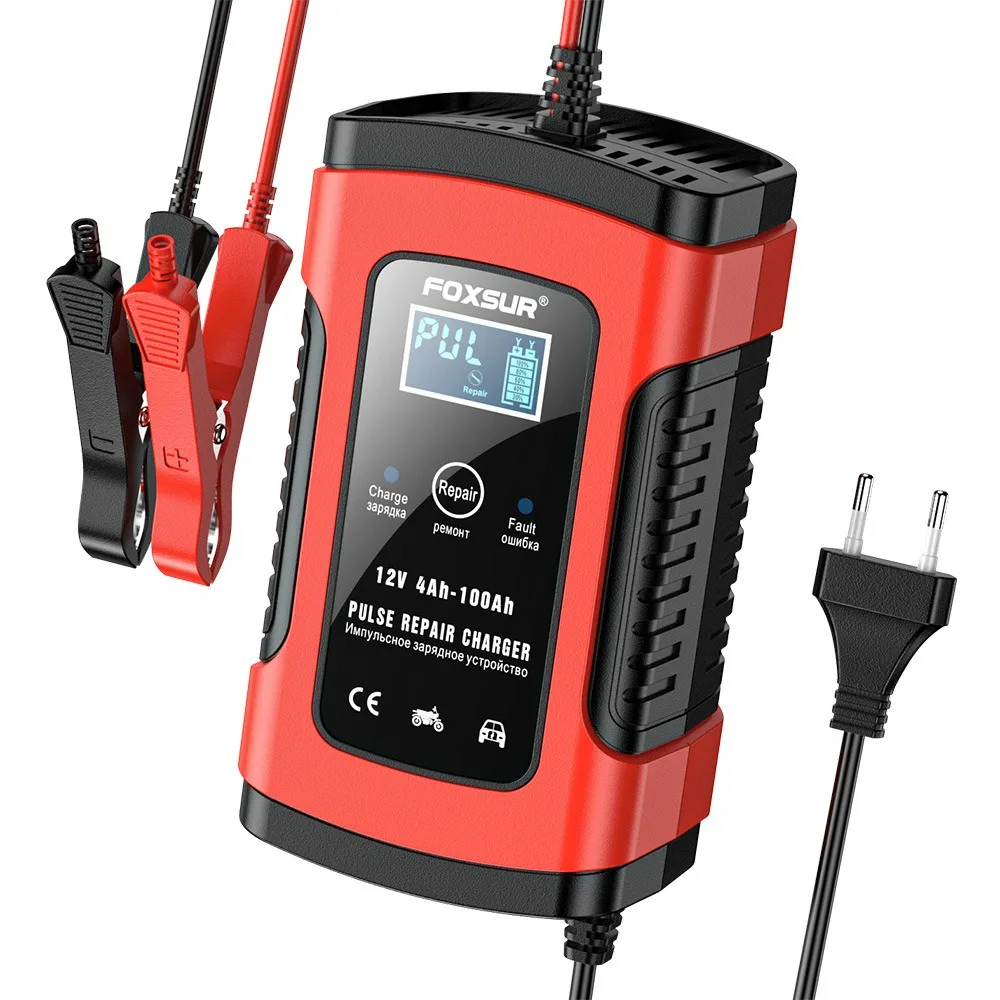 12v 5a automatische Autobatterie ladegerät Power Puls Reparatur Ladegeräte nass trocken Blei Säure Batterie digital für Geländewagen LCD-Anzeige Image