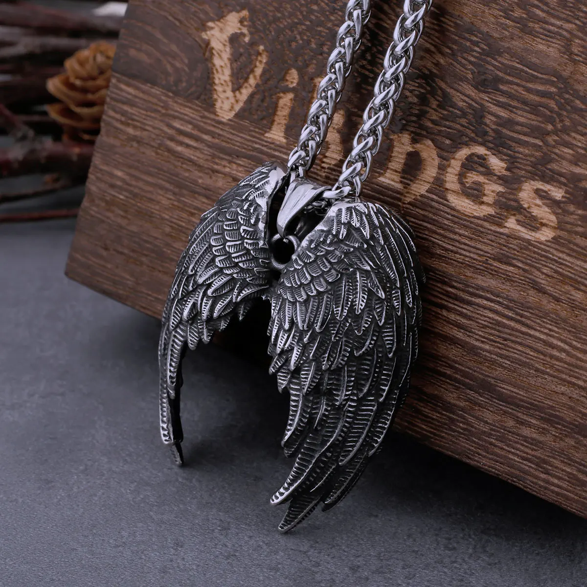 Edelstahl Klassische Engel Flügel Halskette Herrenmode Tier Boutique Handgemachte Hip Hop Anhänger Schmuck Geschenk DropShipping Image