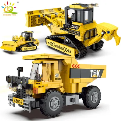 HUIQIBAO SPIELZEUG Engineering Lkw Bausteine Bulldozer Muldenkipper Auto Stadt Bau MOC Bricks Set Image