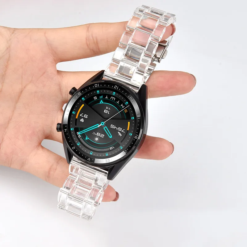 Klare Harzarmband 20 mm 22 mm für Samsung Galaxy Watch 3 45 41 mm/Gear S2 S3 Transparentes Sportarmband für Huawei GT3/Pro Armband Image