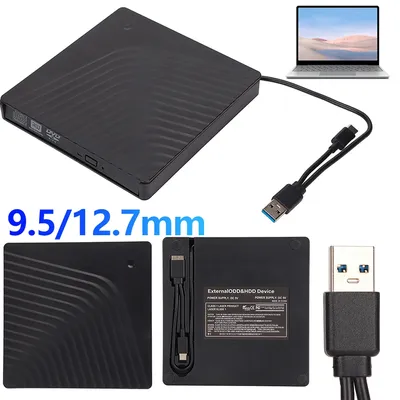 9.5/12,7mm DVD-Laufwerk Gehäuse USB 3,0 Typ C externe DVD-Laufwerk Box optisches Laufwerk externes Image