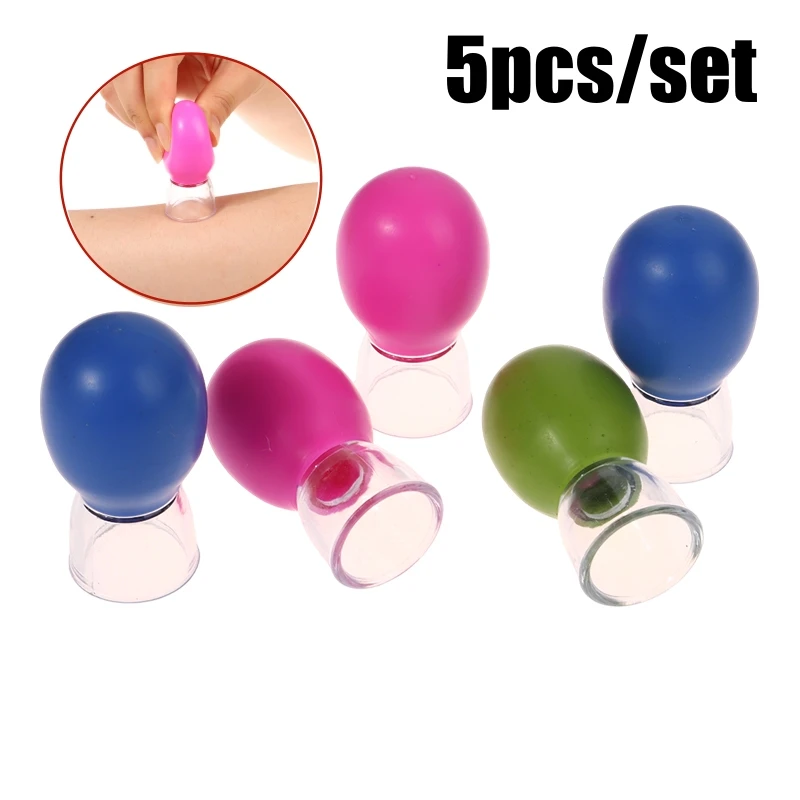 5Pcs Silikon Schröpfen Massage Tasse Für Körper Gesicht Hals Auge Massager Vakuum Tank Körper Gesichts Pflege, anti-aging Schönheit Werkzeug Image