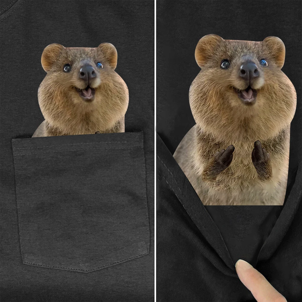 Cloocl Tiere Quokka Baumwolle T-Shirts Quokkas Doppel Mittelfinger bedruckte Tasche T-Shirt Frauen Kleidung Kurzarm T-Shirts Image