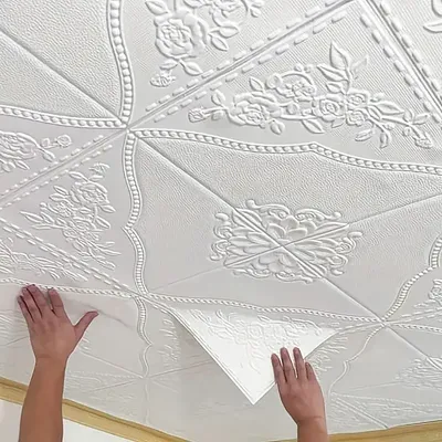 35*35cm Zimmer Dekor 3d Decke Wand Aufkleber Hintergrund Dekoration Anti-kollision Tapete Schlafzimmer Wasserdicht Abziehen und Aufkleben Image