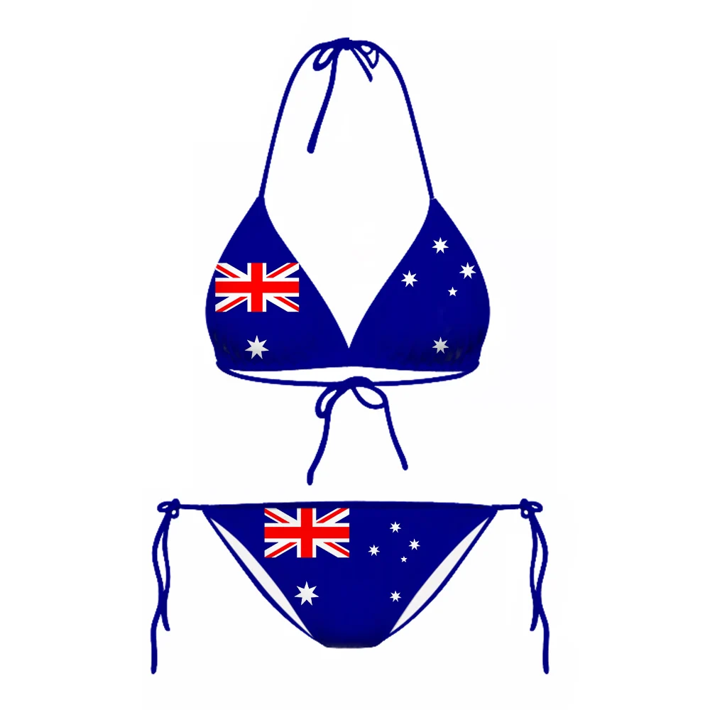 Cloocl Australien Flagge sexy Bikini setzt Mode 3D-Druck Badeanzug Strand Pool Urlaub verstellbare Schnürung Bikini passt keine Brust polster