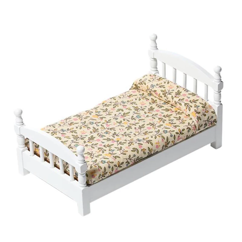 Antike Puppenhaus Miniatur weiß Spielzeug Bett Möbel Schlafzimmer Puppenhaus Bett