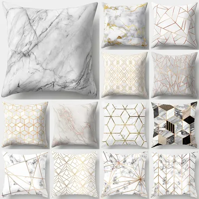 Wohnkultur Geometrische Marmor Druck Sofa Kissen Dekorative Kissenbezug Polyester Platz Werfen Image