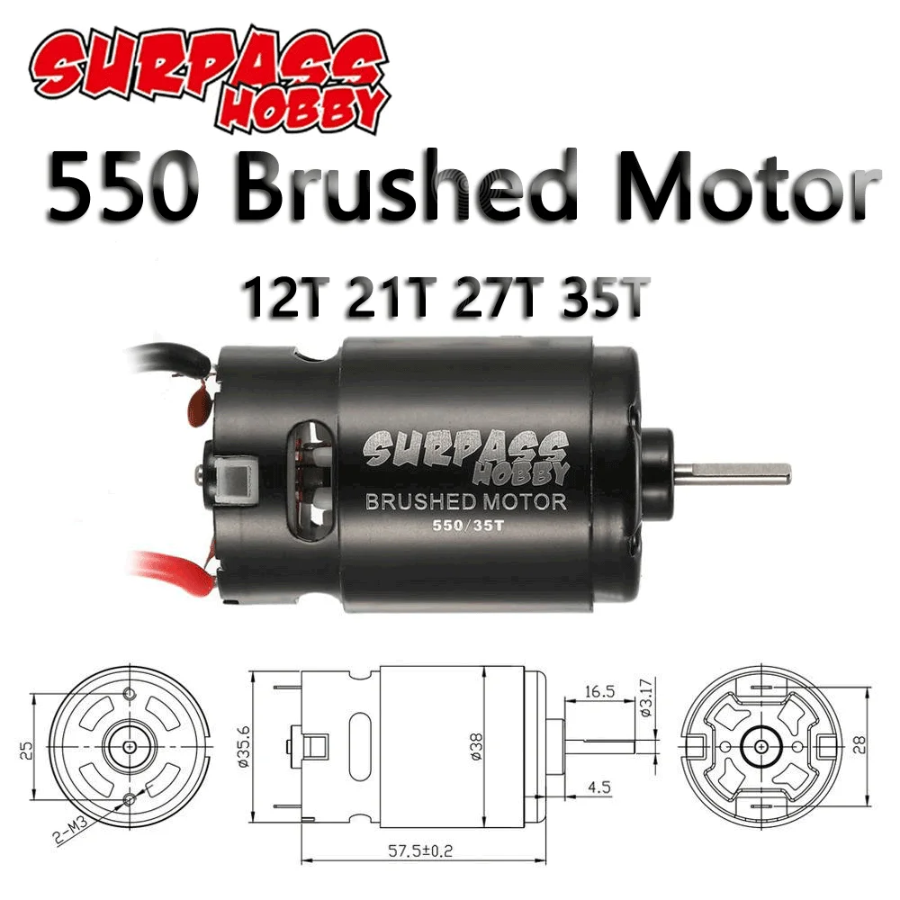 SURPASS HOBBY Bürstenmotor 550 12T 21T 27T 35T für 1/10 1/12 RC Auto HSP HPI Wltoys Kyosho TRAXXAS Crawler Off-Road Kletterauto