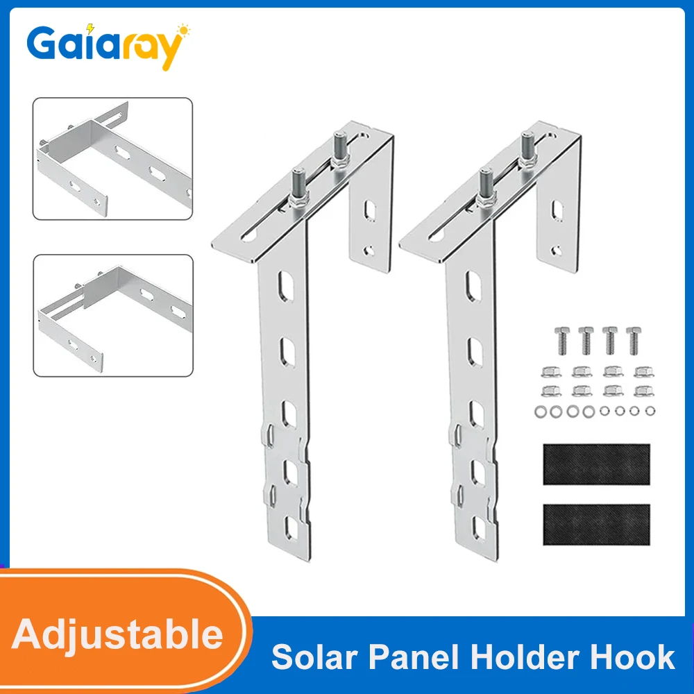 EIN Set Einstellbare Solar Panel Halter Haken Photovoltaik Panel Halterung Montage Haken Rost-beständig Für Balkon PV System Installation Image