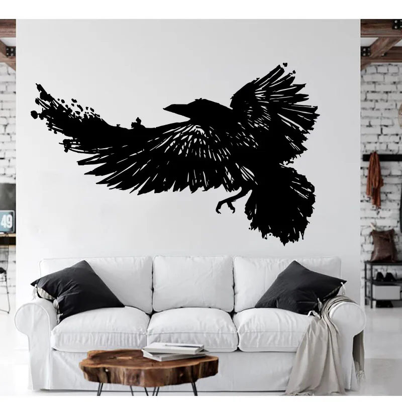Großer Rabe Vogelflügel Wandaufkleber Büro Spielzimmer Schlafzimmer Fliegenkrähe Corbie Natur Tier Zoo Wandtattoo Kinderzimmer Vinyl