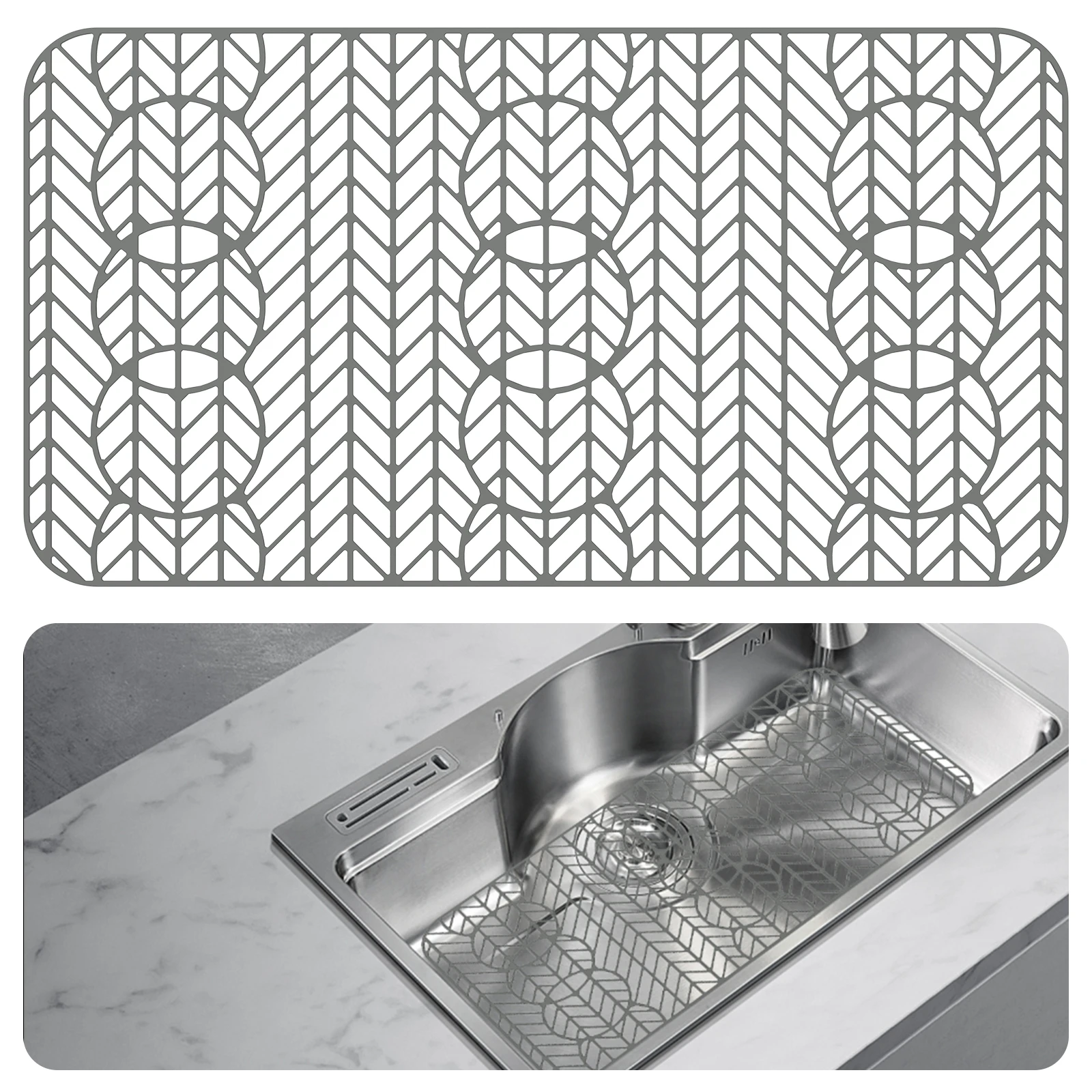 Silikon Waschbecken Schutz Matte Küche Waschbecken Abtropffläche Matte Gitter Geschirr Dish Dry Drain Pad Küche Acce Arbeitsplatte Schutz Pad Image