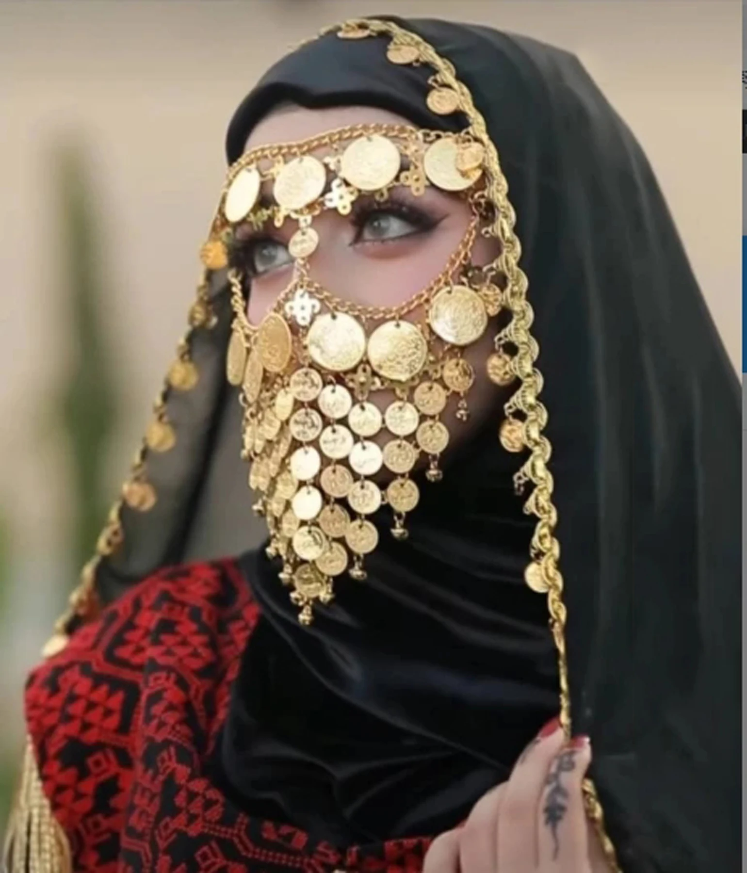 4. goldene Münze, Quastenmaske, Haarschmuck für Frauen, afghanischer arabischer Naher Osten, indische traditionelle ethnische Kleidung, Kopfbedeckung, Schmuck Image