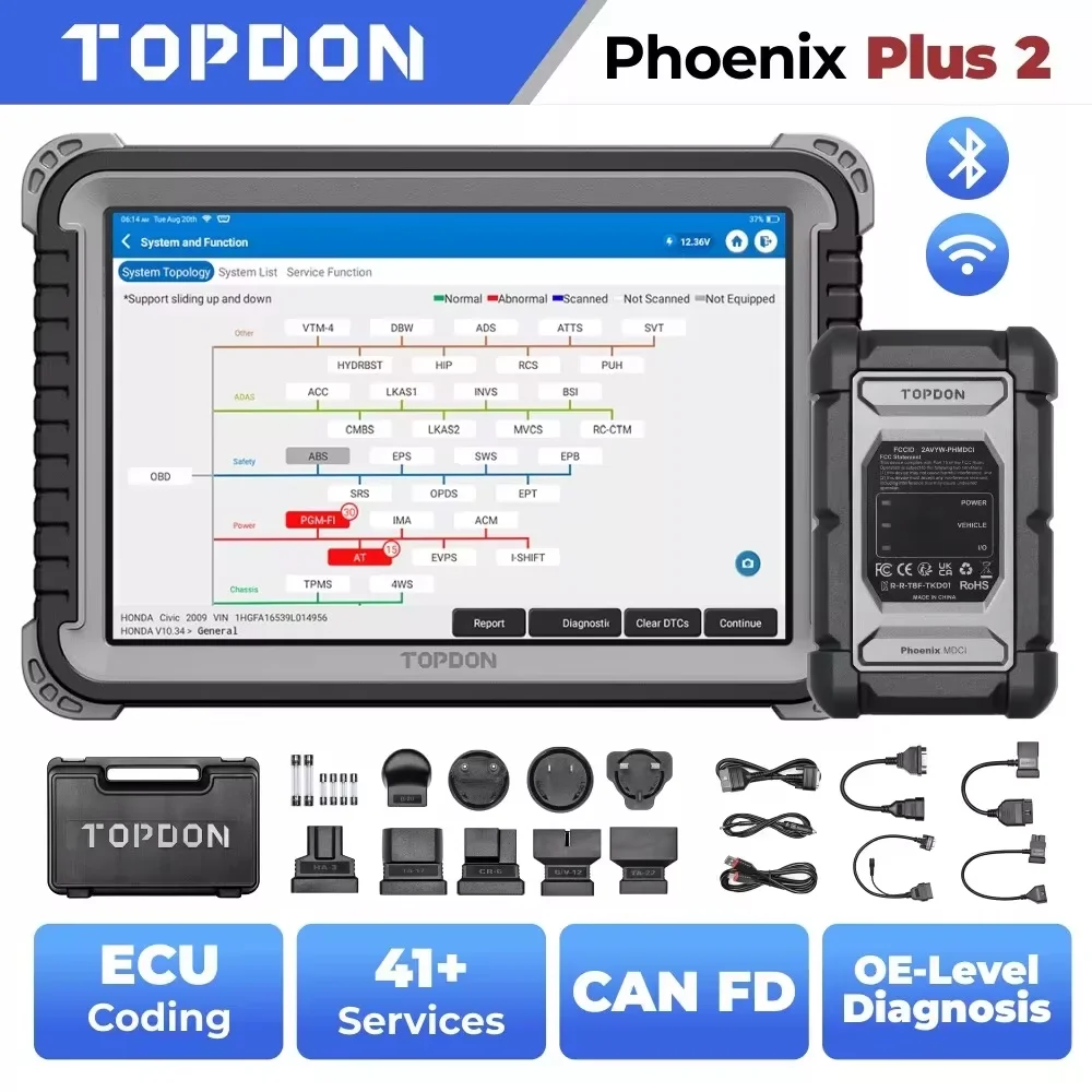 TOPDON Phoenix Plus 2 Autodiagnosetool, professioneller Scanner für Auto, Auto-Scan, ECU, Online-Codierung, OBD2-Scanner, Codeleser Image