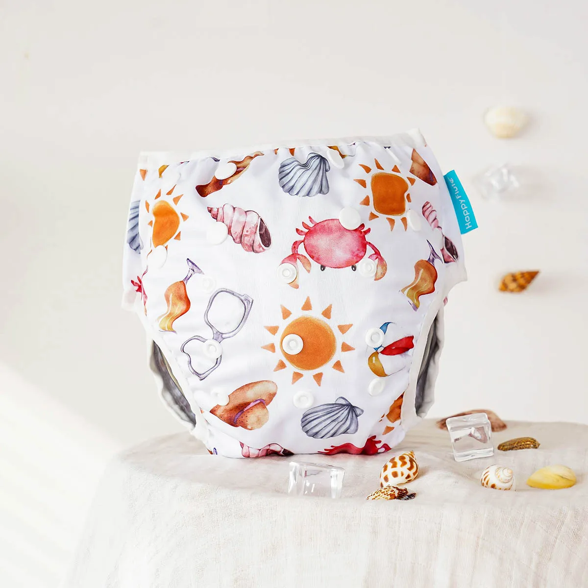 HappyFlute Neue 0–3 Jahre einteilige Netzstoff-Innenstoff-Sommer-wiederverwendbare und verstellbare Baby-Schwimmwindel und Babywindel