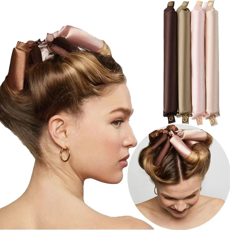 Heatless Lockenwickler Keine Hitze Lockenwickler Satin Lockenstab Stirnband Lazy Curls Weiche Lockenwickler Schlafen Flexi Stangen Styling-Tools Image