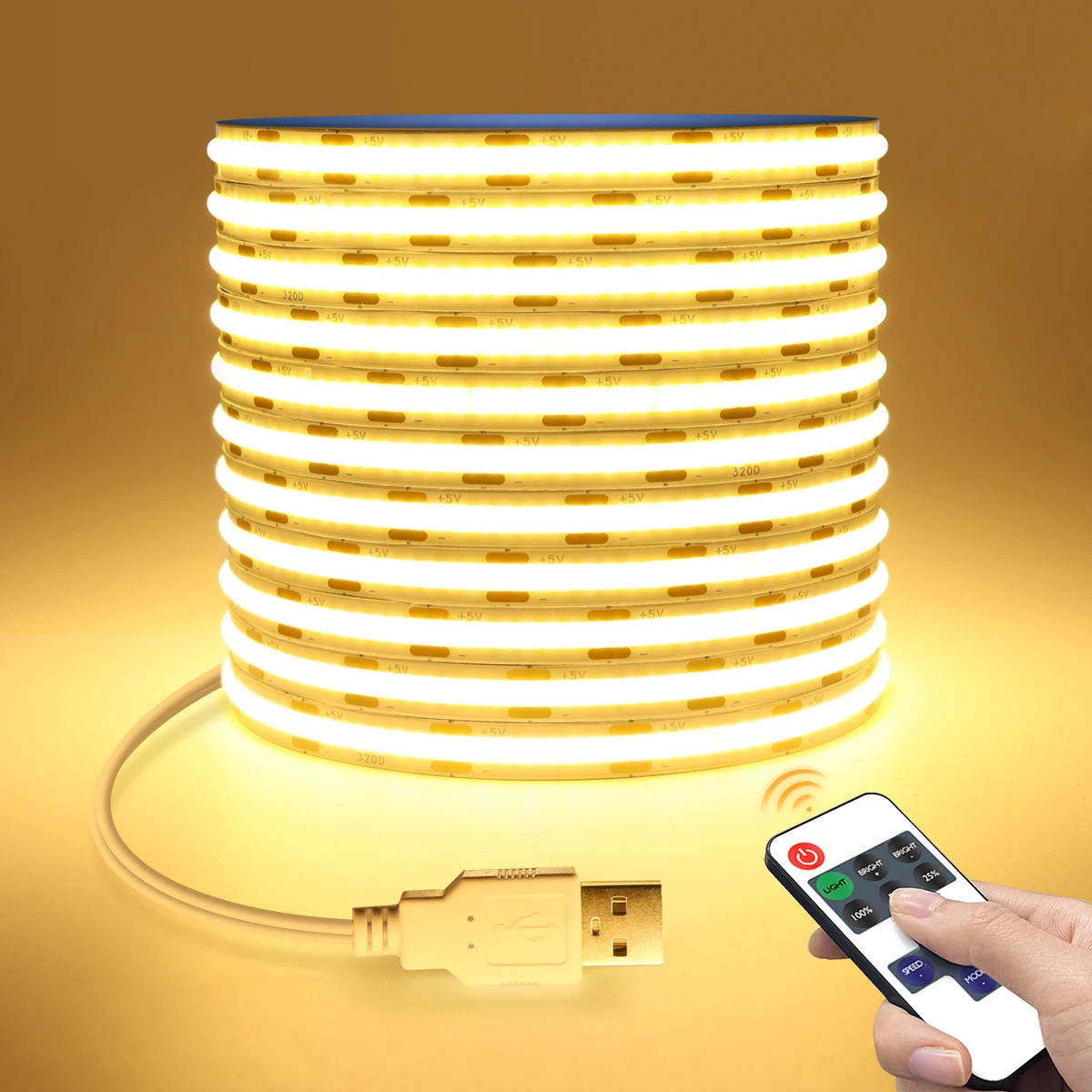 DC5V USB Powered COB LED Streifen Mit RF Dimmbare Fernbedienung 1/2/3/5M Flexible LED Band Für Küche Spiegel Hintergrundbeleuchtung Dekor ﻿