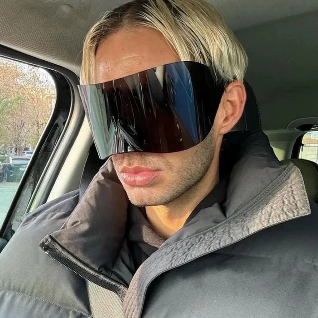 Luxus Marke Designer Y2K Übergroßen Randlose Sonnenbrille Frauen Für Männer Vintage Punk Sonnenbrille Vogel Nase Masked One Piece Goggle