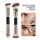MAANGE 2 Stück doppelseitiger Foundation-Make-up-Pinsel, abgewinkelter Concealer-Make-up-Pinsel zum Mischen von flüssigem Puder, flauschige kosmetische Werkzeuge