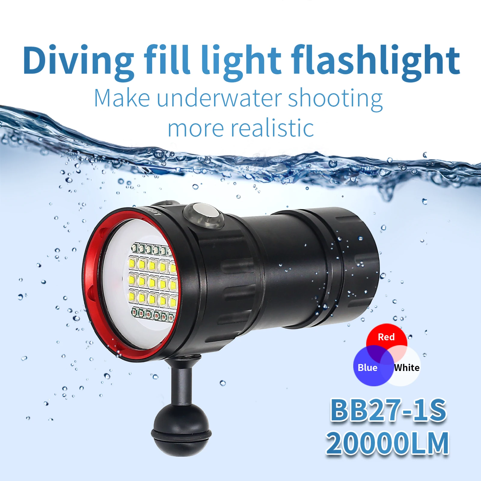Profession elle Unterwasser 27 LED Fotografie Licht Highlight Lampe 20000Lumen Tauchen Taschenlampe m wasserdichte Videokamera Taschenlampe Image