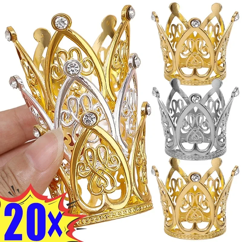20/1PCS Mini Krone Kuchen Dekoration Prinzessin Topper Glänzende Perle Tiara Kinder Haar Ornament Hochzeit Geburtstag Party Kuchen zugriffs Image