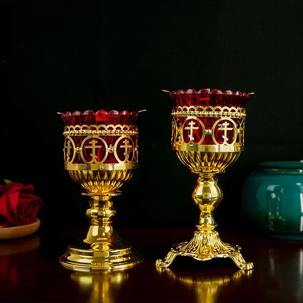 HTISOK Orthodoxe Heilige Öllampe, religiöses Ritual, liefert orthodoxe Kirchenkerzenständer für Kerzen und ölbrennende Kirchen-Öllampe