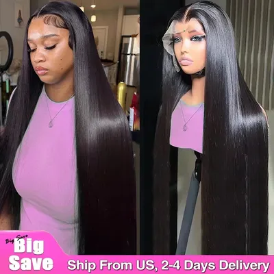 250% 40Inch Straight Lace Front Wigs Human Hair 13x6 HD Lace Frontal Wig 13X4 Bone Straight Human