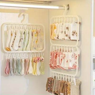 Multi-clip Sock Drying Hanger Multi-functional Detachable Dryer Rack Space Saving for Drying