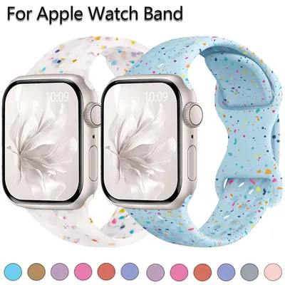 Original Sport Strap for Apple Watch Band Ultra2 49mm 46 45mm 44mm 42mm Colored Particles Rubber