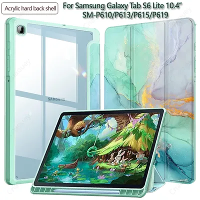 For Samsung Galaxy Tab S6 Lite 10.4inch SM-P610/P613/P615/P619 with S Pen Holder Case Clear Acrylic