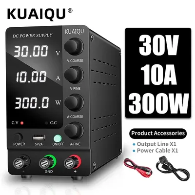 KUAIQU DC Power Supply Variable 30V 10A Adjustable Switching Regulated DC Bench Power Supply with