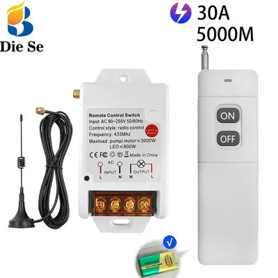 RF 433Mhz Universal Wireless Remote Control Switch 110V 220v 30A 5000M Range Remote Control for