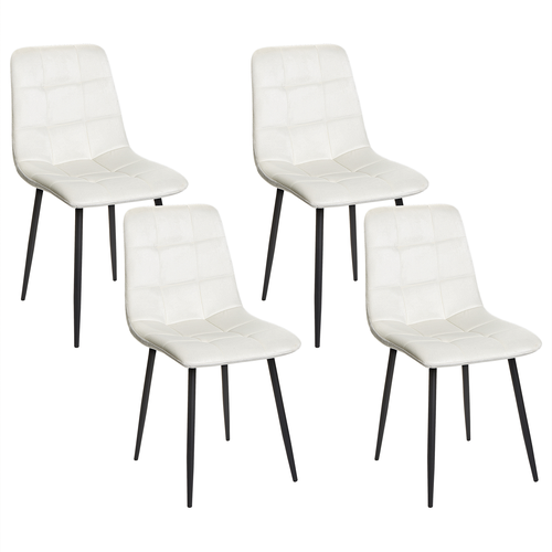 Esszimmerstühle 4er Set Cremeweiß aus Samtstoff mit Schwarzen Beinen Elegant Moderner Stil für Esszimmer