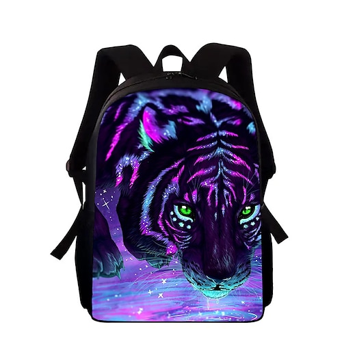 Zaino 3D con stampa tigre di fuoco per ragazzi, borsa scolastica capiente con stampa animalier per scuola media, scuola superiore, viaggi e uso quotidiano.
