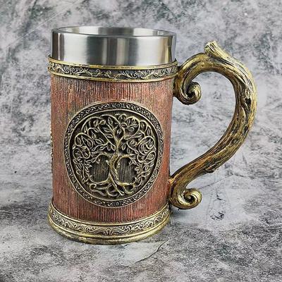 1pc, Vintage Medieval Handle Beer Mug, 600ml/20.29oz Large Capacity Stainless Steel Mug, Vintage Creative Water Cup, Summer Beverage Cup, Coffee Cup