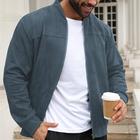 Men's Lightweight Jacket Bomber Jacket Faux Suede Jacket Bomber Leather Jacket Daily Vacation Pocket Fall Winter Plain Fashion Classic Stand Collar Regular Black Navy Blue Royal Blue Khaki Army