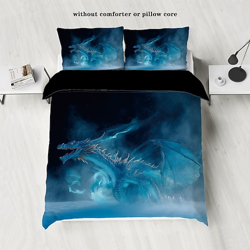 Fantasy-Monster Warcraft Drachenclan Bettbezug-Set beinhaltet Bettbezug und Kissenbezüge episches und detailliertes Drachenclan-Design weicher und strapazierfähiger Stoff Image