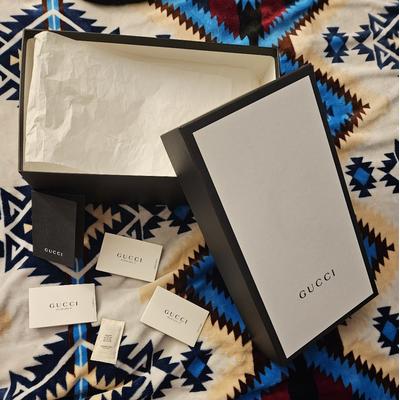 Gucci Shoes | Lot Gucci White Gift Shoe Box Care Cards Gift Card Holder Tissue Paper Handbag | Color: Black/White | Size: Any Size