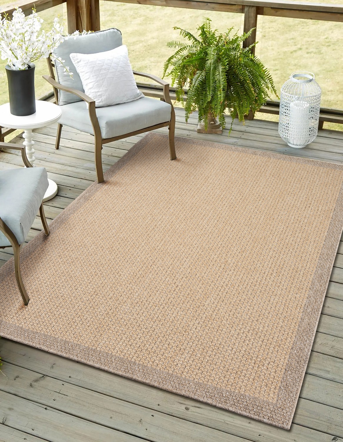Teppich "Natura, LAGERRÄUMUNG", braun (braun,grau), B:140cm H:6mm L:200cm, Polypropylen, MYFLAIR MÖBEL & ACCESSOIRES, Teppiche, Uni Farben, mit Bordüre, Outdoor geeignet, Balkon, Terrasse Image