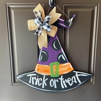 TEMU 1pc Witch Hat Door Hanger| Fall Door Hanger| Halloween Door Hanger| Halloween Wreath