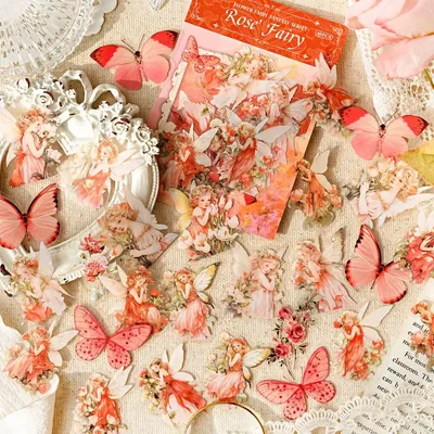 40 teile/paket Blumen Fee Haustier Aufkleber Schmetterling Aufkleber DIY Scrap booking Collage Image