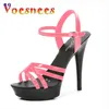 Voesnees Frauen Schuhe Sexy Show 2021 Plattform Sandalen 13 CM Mädchen Party Schuhe Stripper Heels Kreuz-gebunden Schnalle pole Dance Schuhe