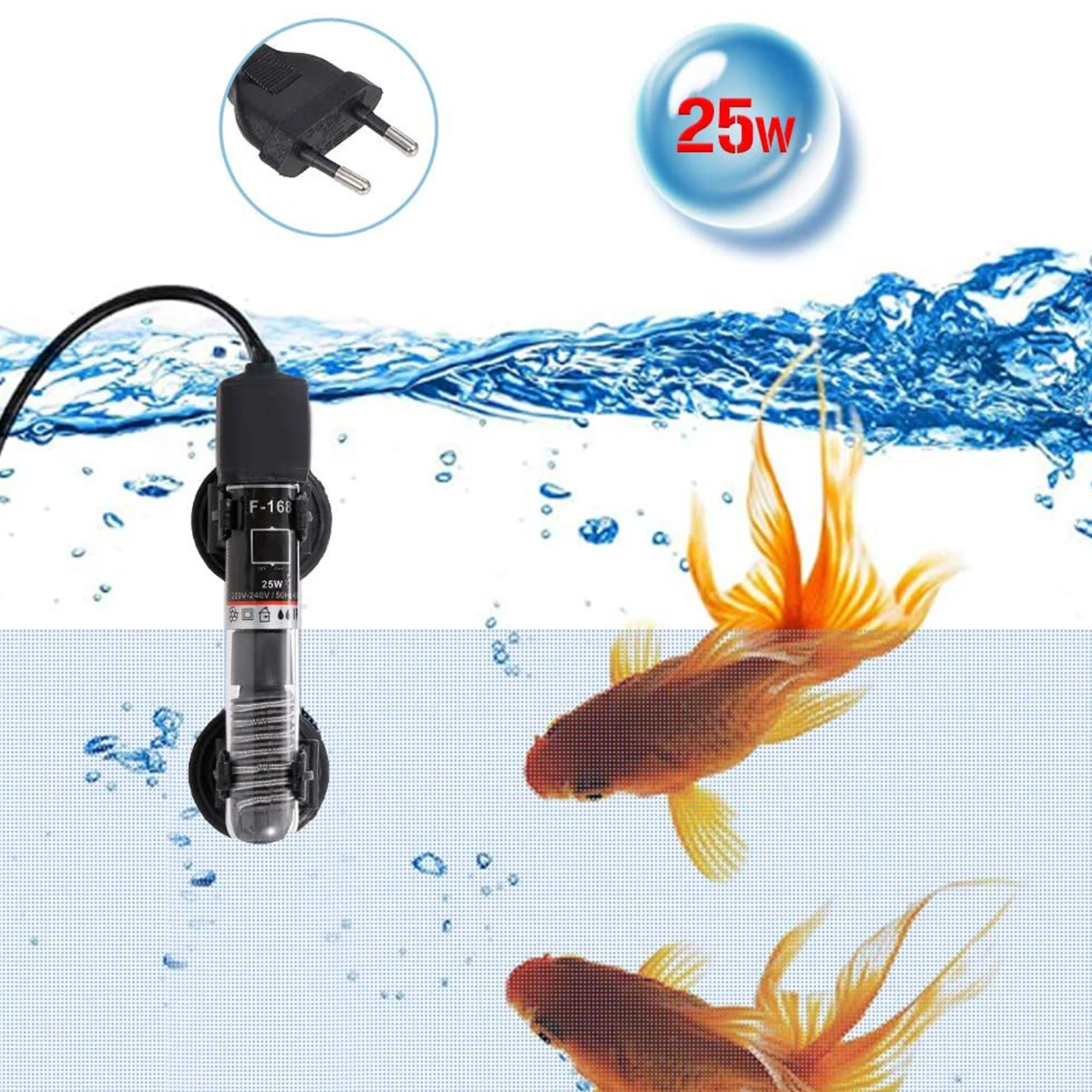 Mini-Aquariumheizer 25W EU Tauchbarer Fischbecken-Wasserheizer Automatischer Temperaturregler 26 Grad Thermostat-Heizstab mit Saugnäpfen Image