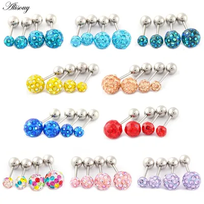 Alisouy 1pc 3/4/5/6mm Umschlag Epoxy Kristall ball Helix Tragus Knorpel Barbell Ohr stecker Bolzen