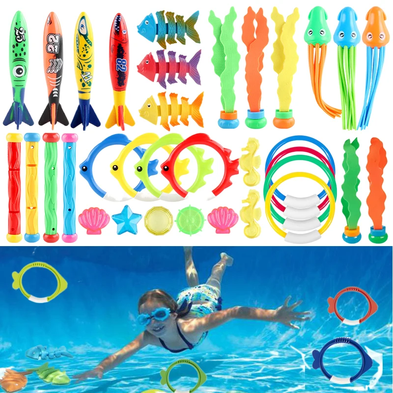 Tauch spielzeug Set Sommer Schwimmbad Zubehör Torpedo Seetang Kinder Wasserspiel zeug Mehrfach kombination Schnorchel training tmz Image